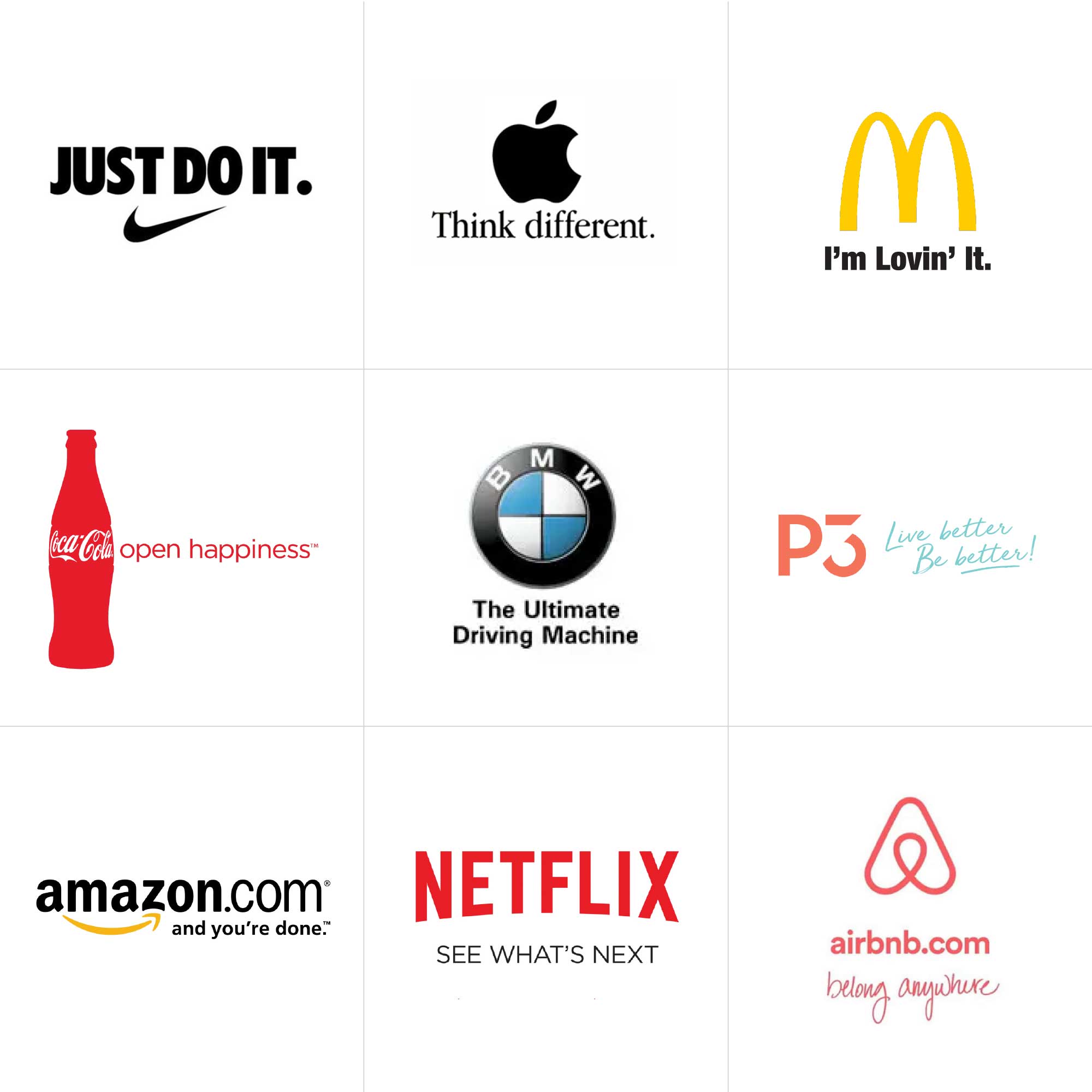 9 logos with taglines for business